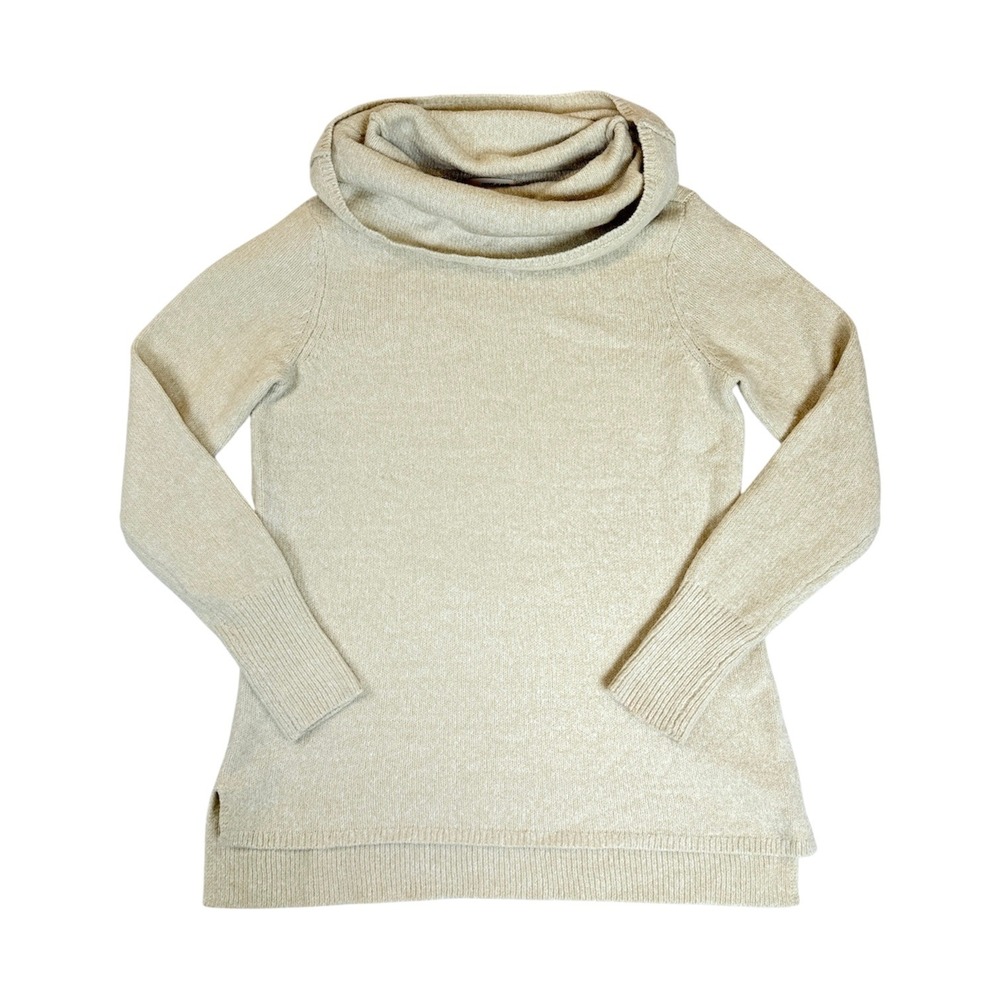DKNY Jeans Sweater Women Small Tan Cowl Neck Wool Blend J3560065